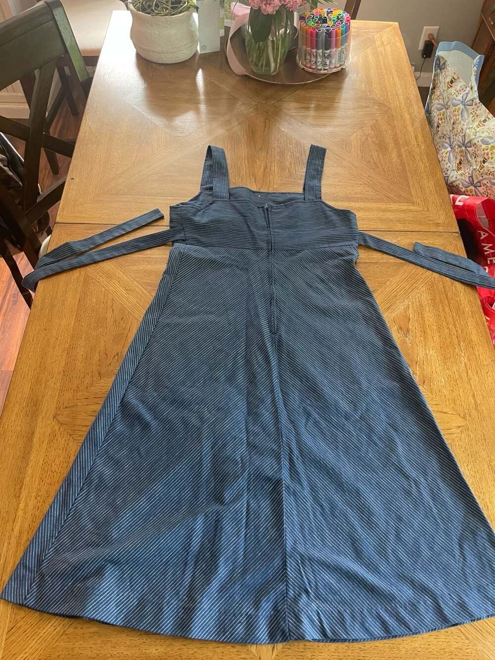 Vintage 70s Prairie Pinafore Dress Union Made USA Cottagecore Folk Midi XS S - Picture 7 of 11